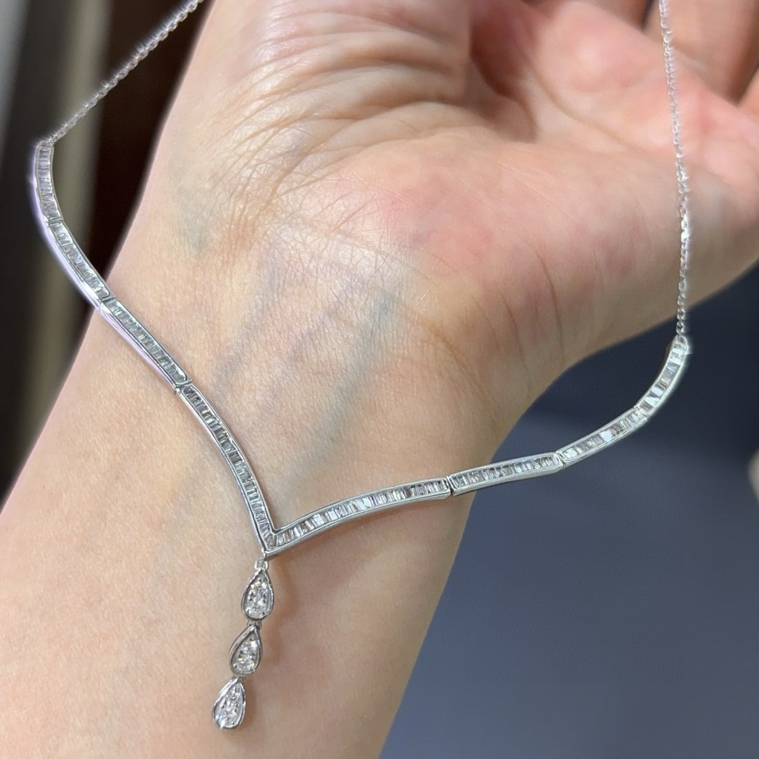 14k Gold 0.92 Ct Natural H Diamond Necklace - 3