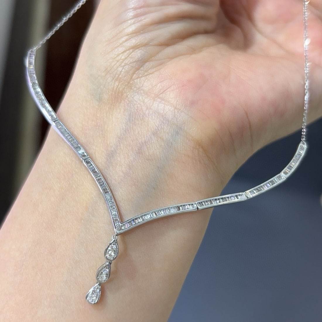 14k Gold 0.92 Ct Natural H Diamond Necklace - 5