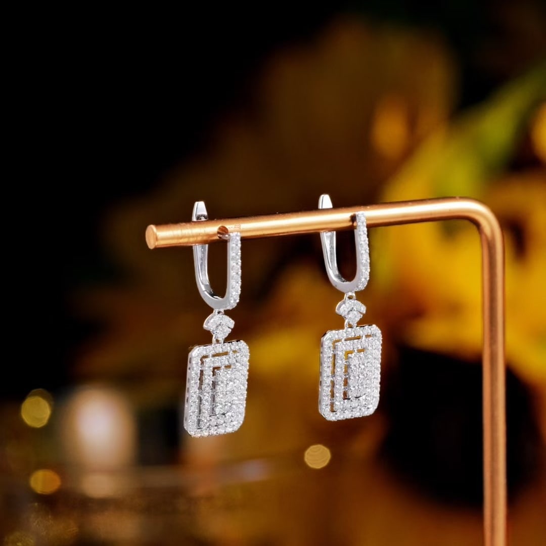 14k Gold 0.8 Ct Natural H Diamond Earrings - 4