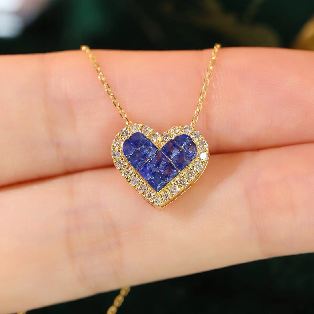 14k Gold 1.04 Ctw Natural Sapphire & Diamond Necklace - 6