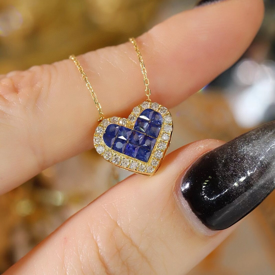 14k Gold 1.04 Ctw Natural Sapphire & Diamond Necklace - 7