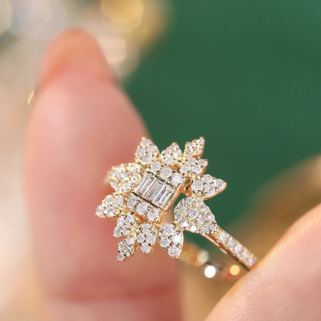 14k Gold 0.5 Ct Natural H Diamond Ring - 4