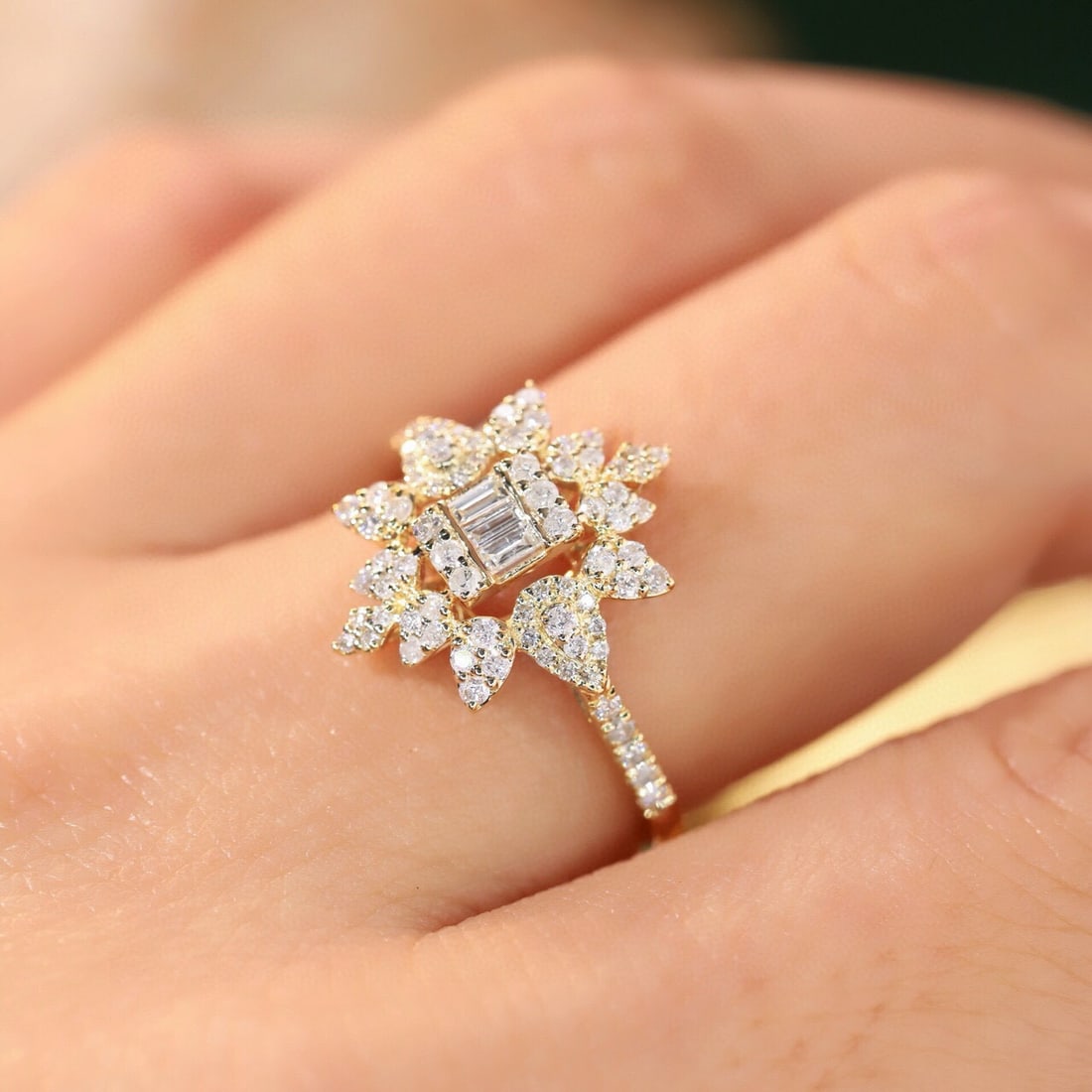 14k Gold 0.5 Ct Natural H Diamond Ring - 5