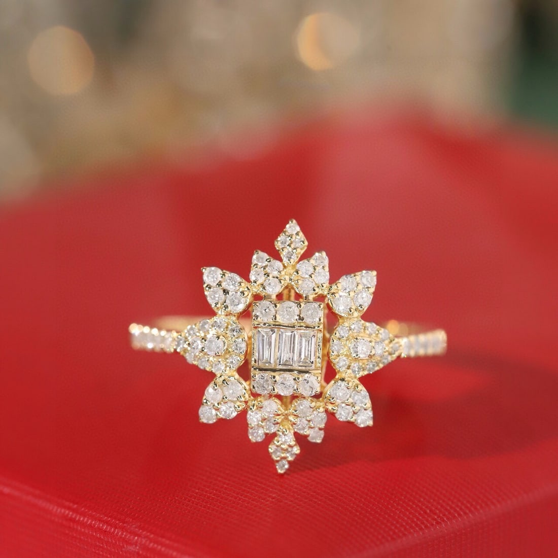 14k Gold 0.5 Ct Natural H Diamond Ring - 6