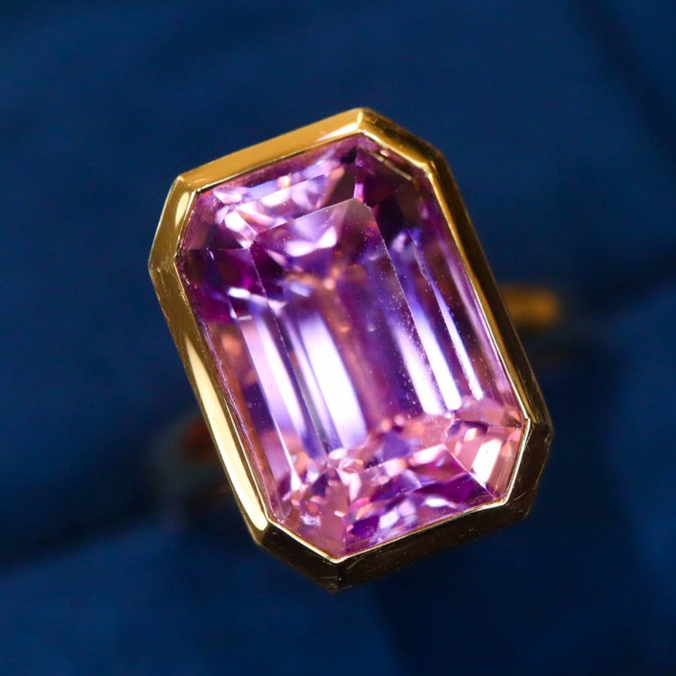 14k Gold 8.50 Ct Natural Kunzite Ring - 7