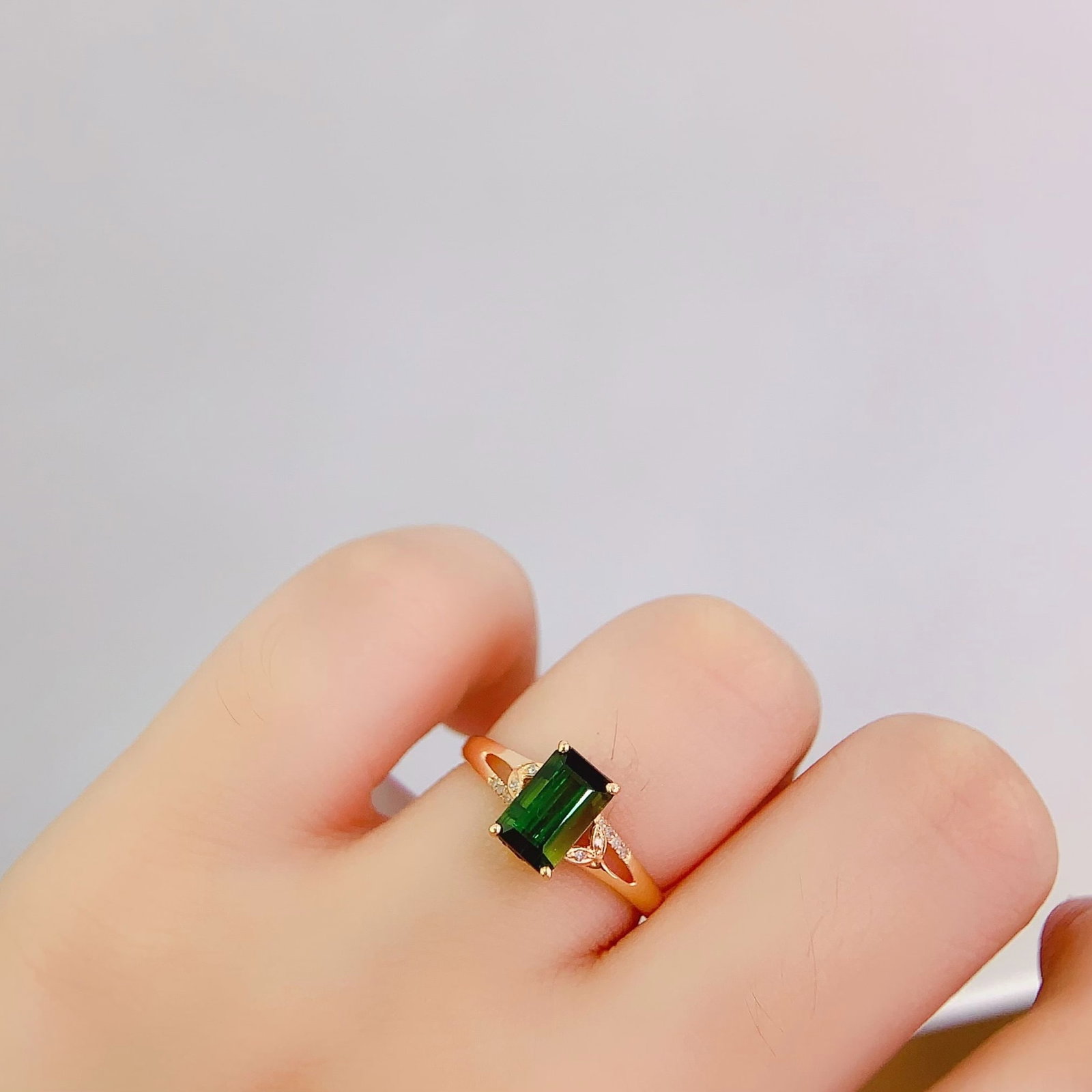 14k Gold 1.7 Ct Natural Tourmaline & Diamond Ring - 7