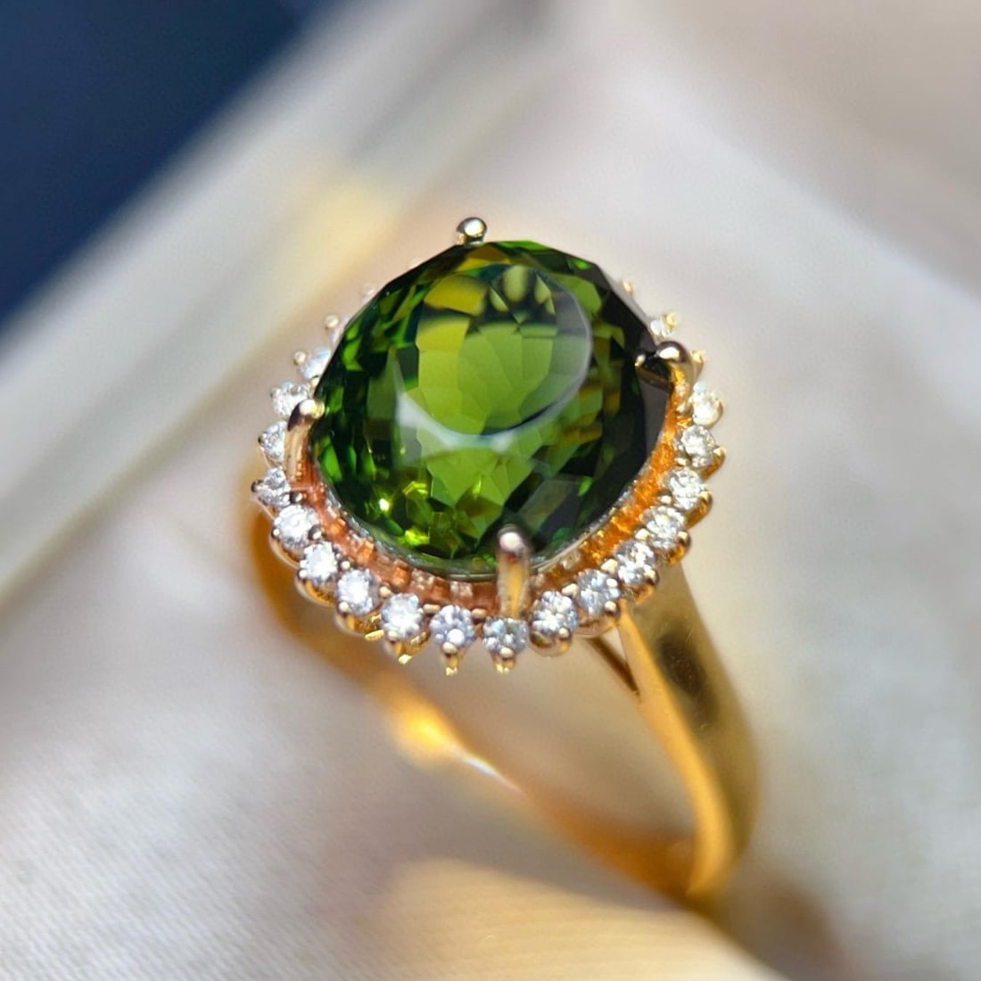 14k Gold 5.76 Ctw Natural Tourmaline & Diamond Ring - 2