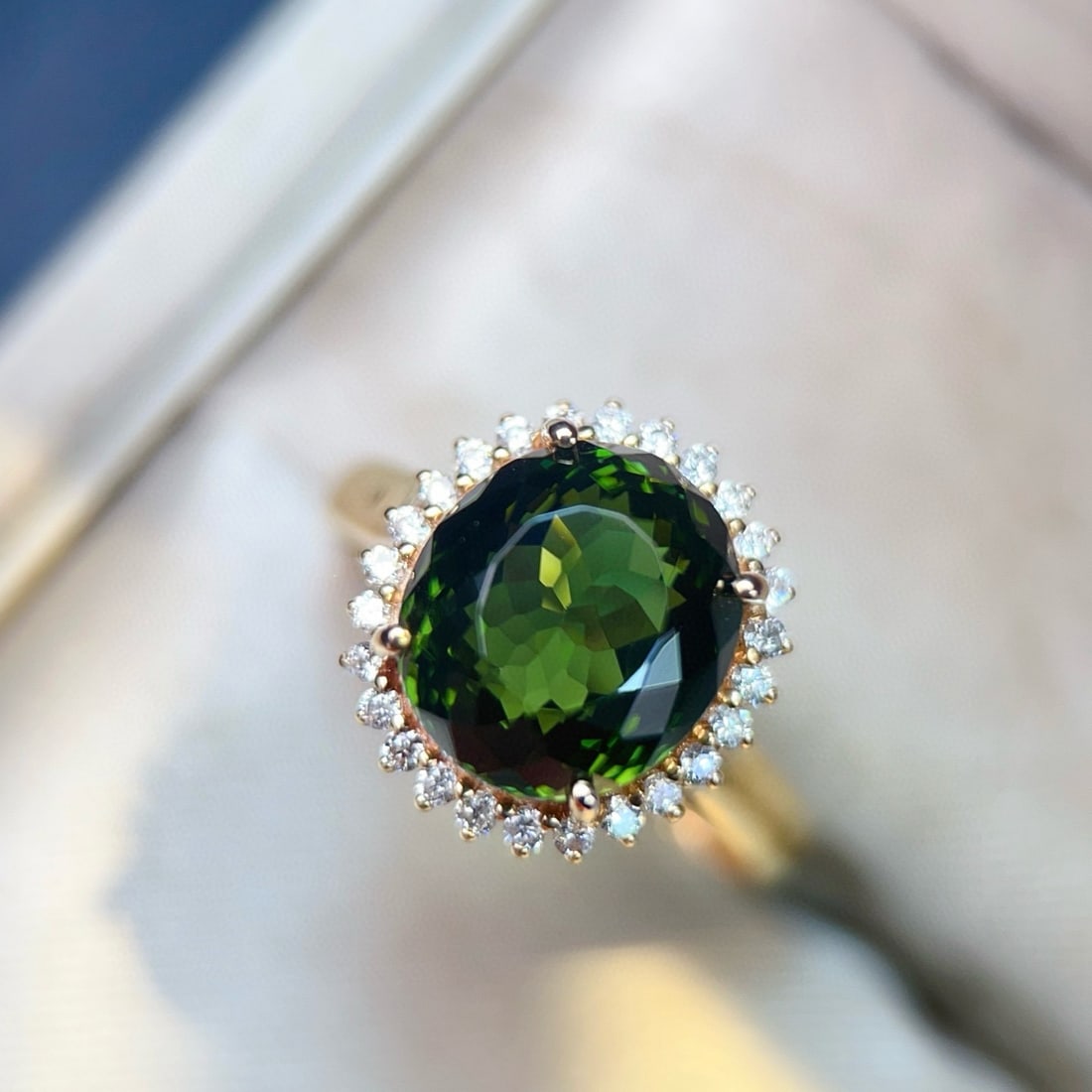 14k Gold 5.76 Ctw Natural Tourmaline & Diamond Ring - 3