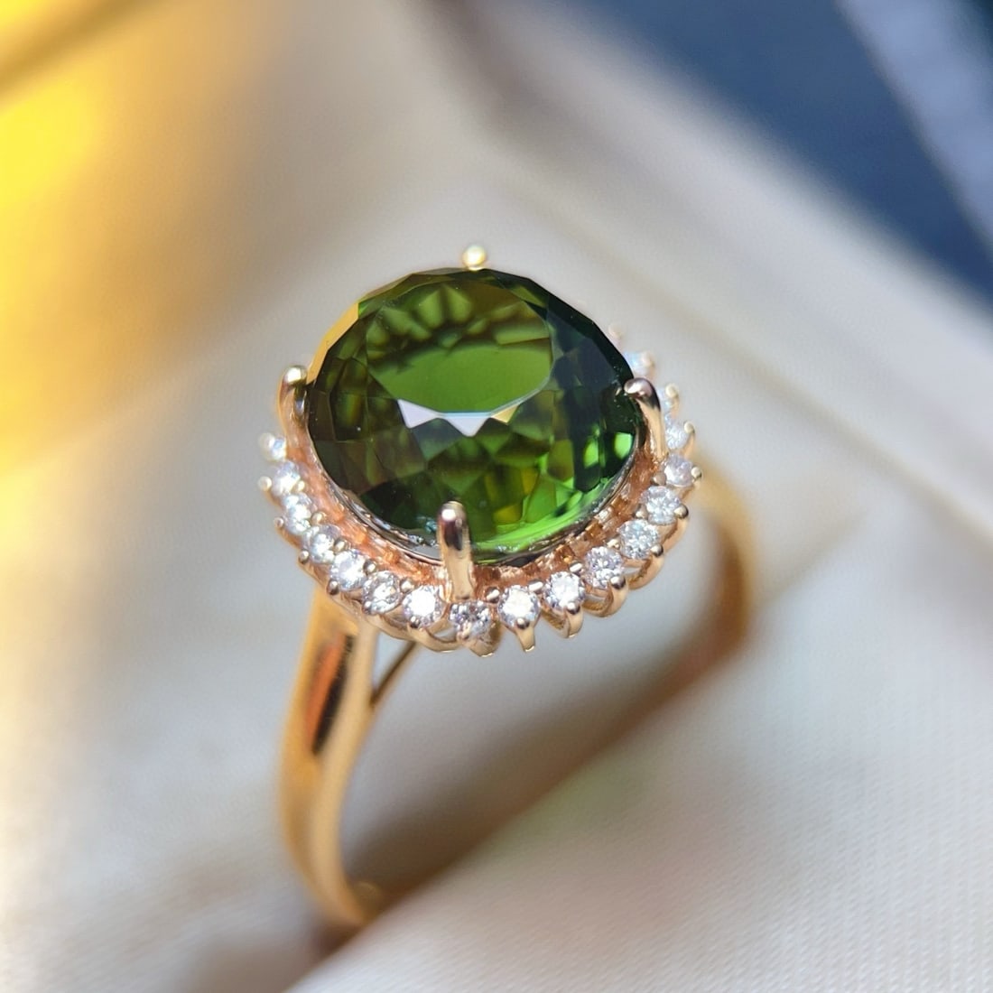 14k Gold 5.76 Ctw Natural Tourmaline & Diamond Ring - 4
