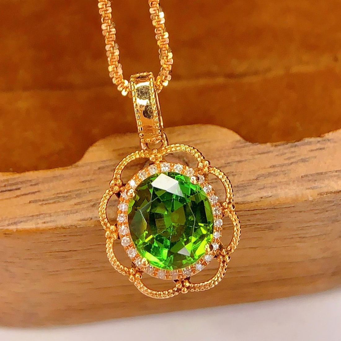 14k Gold 1.72 Ct Natural Tourmaline & Diamond Pendant( Without Chain ) - 4