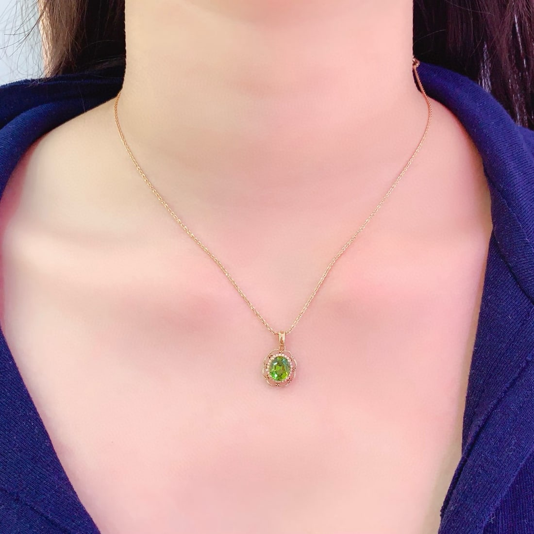 14k Gold 1.72 Ct Natural Tourmaline & Diamond Pendant( Without Chain ) - 5