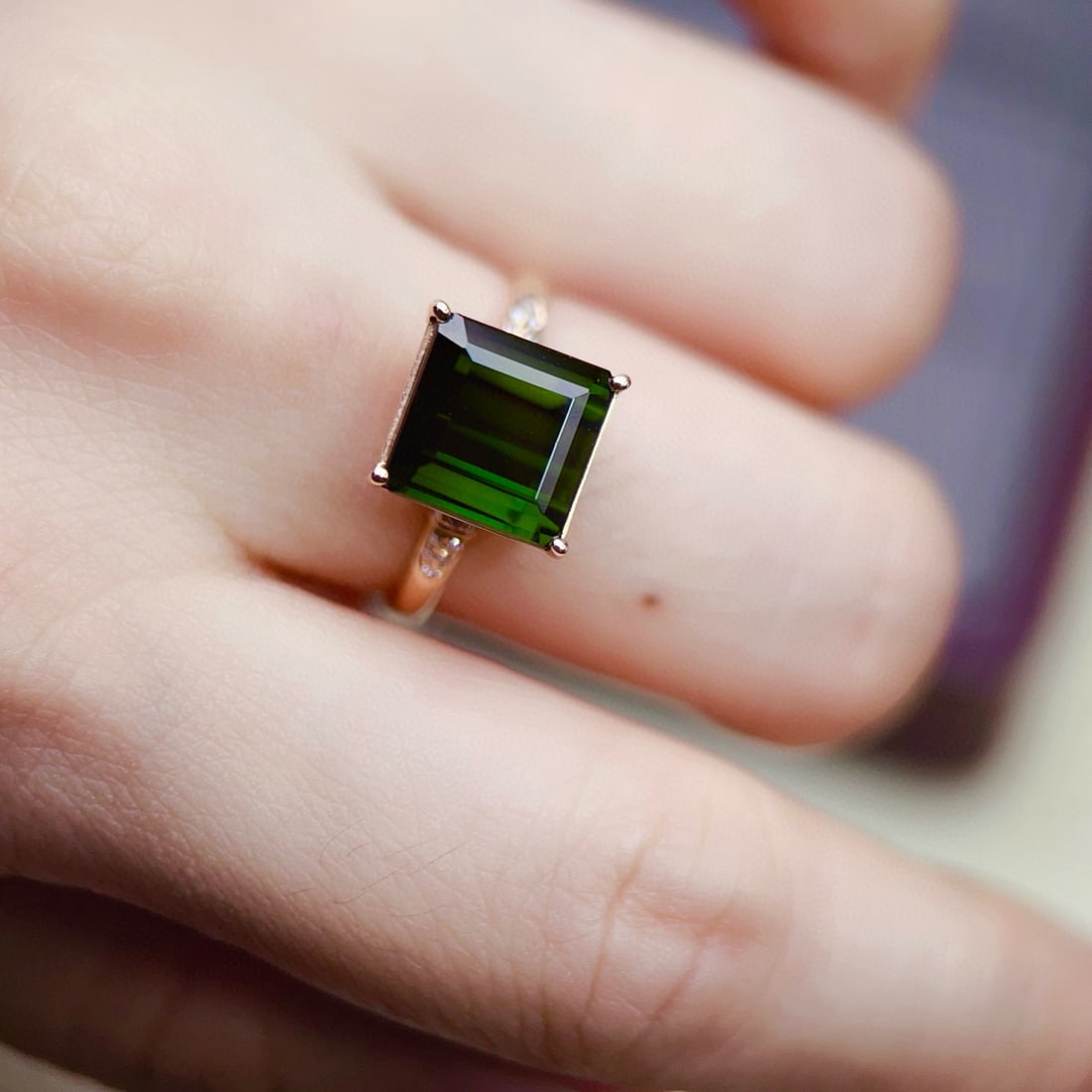 14k Gold 5.00 Ctw Natural Tourmaline & Diamond Ring - 7