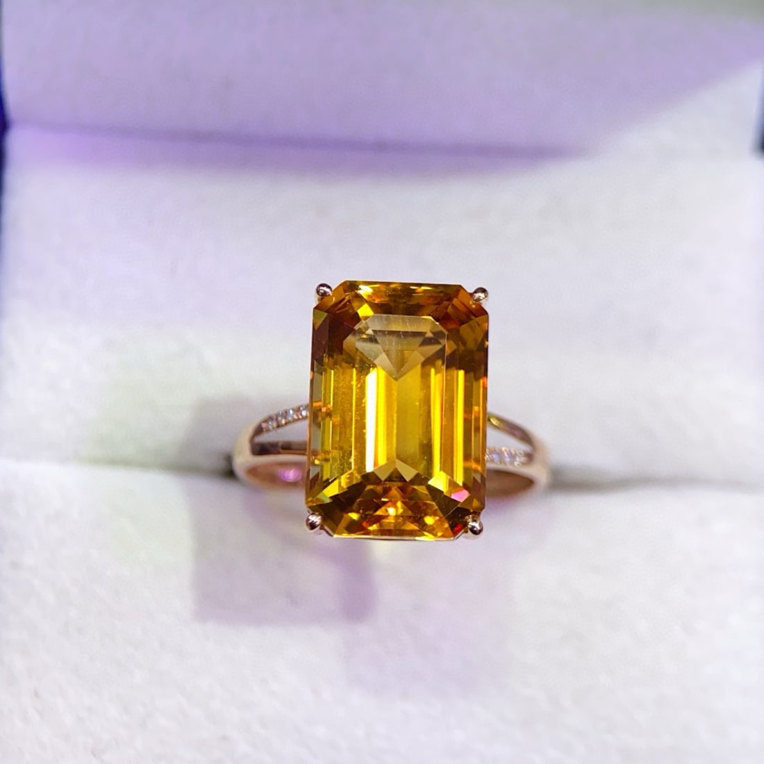 14k Gold 7.33 Ctw Natural Citrine & Diamond Ring - 6