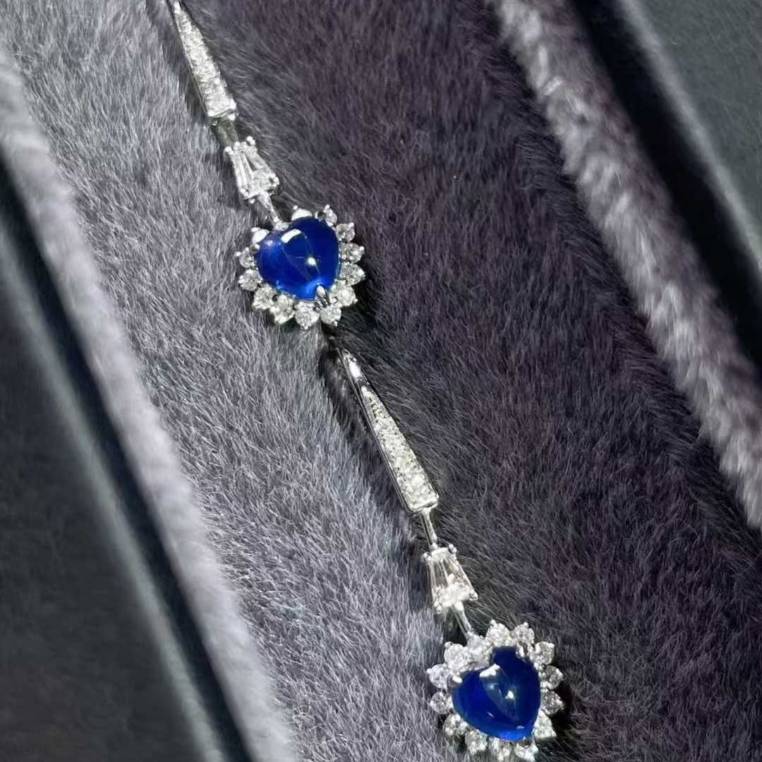14k Gold 2.15 Ctw Natural Sapphire & Diamond Earrings - 7