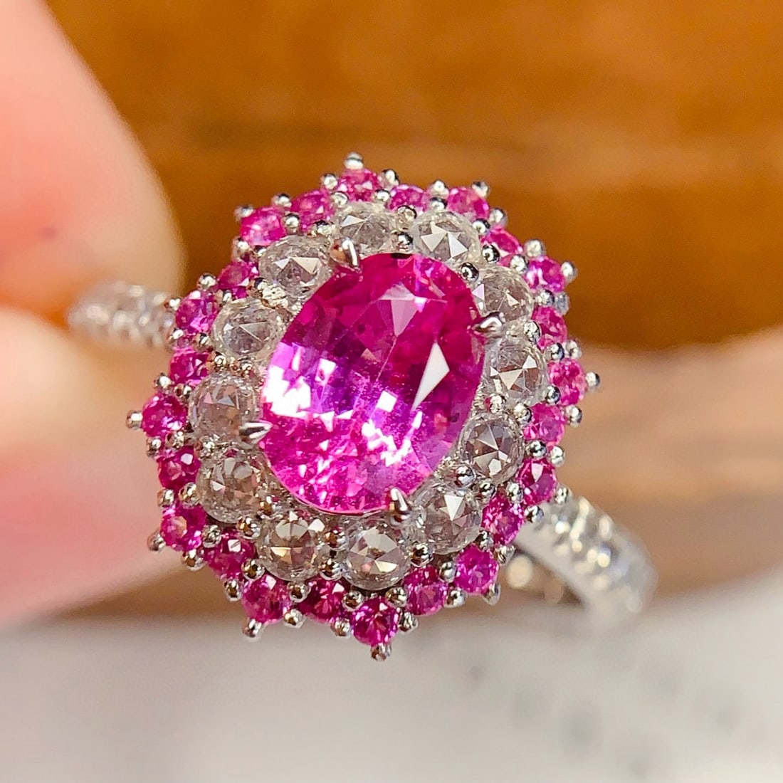 14k Gold 1.1 Ct Natural Sapphire & Diamond Ring - 4