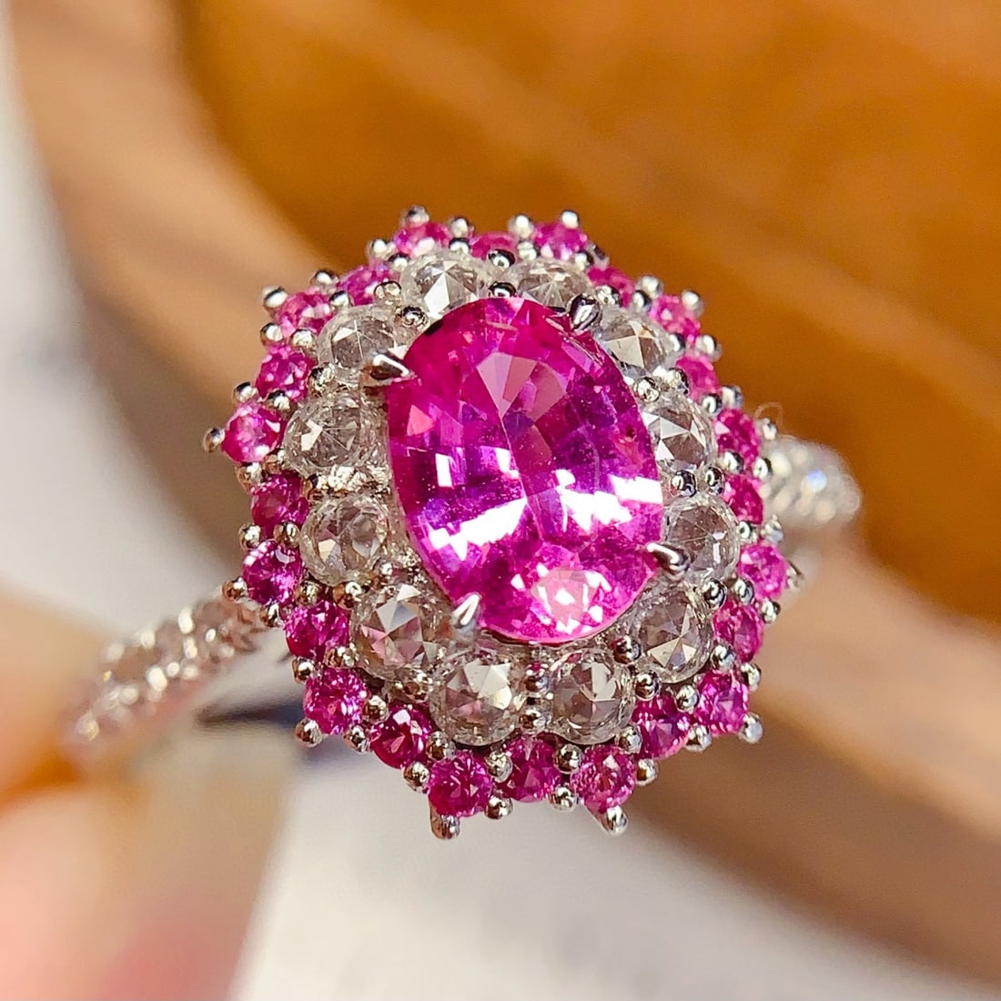 14k Gold 1.1 Ct Natural Sapphire & Diamond Ring - 7