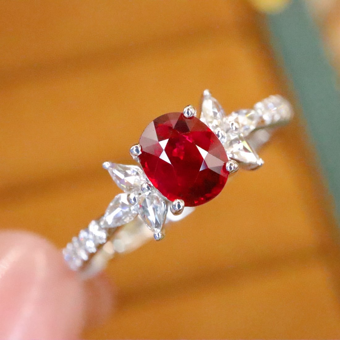 14k Gold 0.75 Ctw Natural Ruby & Diamond Ring: Ref:231143232 // gold content:14k gold // ring size:7. 25us // // main gemstone:ruby // shape:oval // carat weight:0. 56ct // color:red // treatment:natural // // adjacent gemstone 2 : diamond //