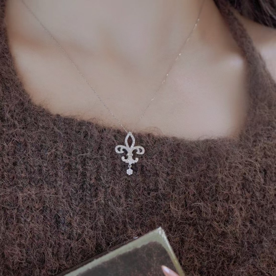 14k Gold 0.43 Ct Natural H Diamond Necklace - 6