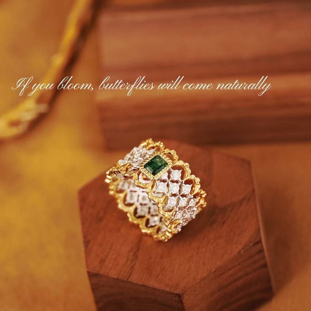 14k Gold 0.73 Ctw Natural Emerald & Diamond Ring - 3