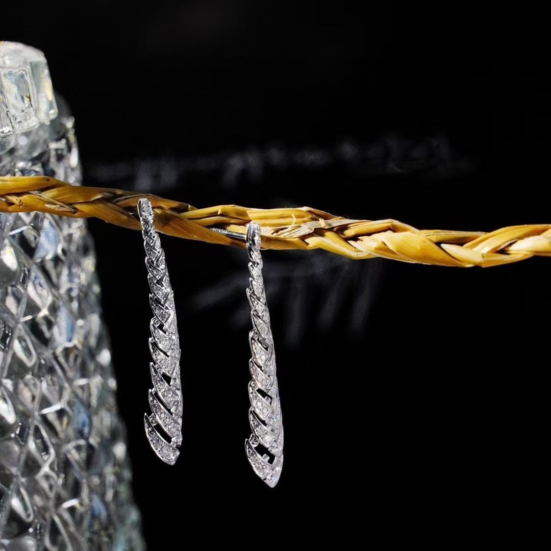 14k Gold 0.68 Ct Natural H Diamond Earrings - 4