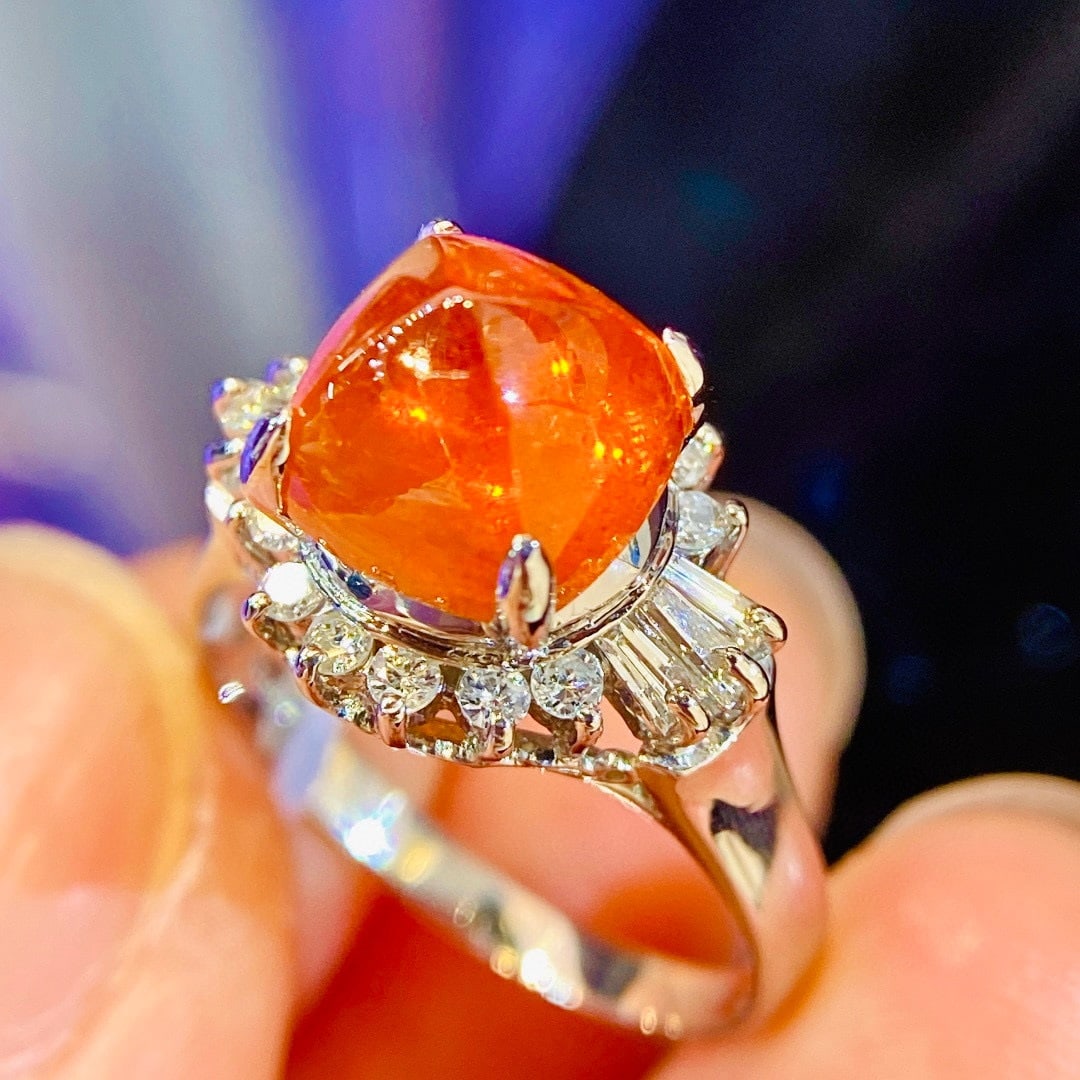 14k Gold 4.73 Ctw Natural Spessartine & Diamond Ring - 3