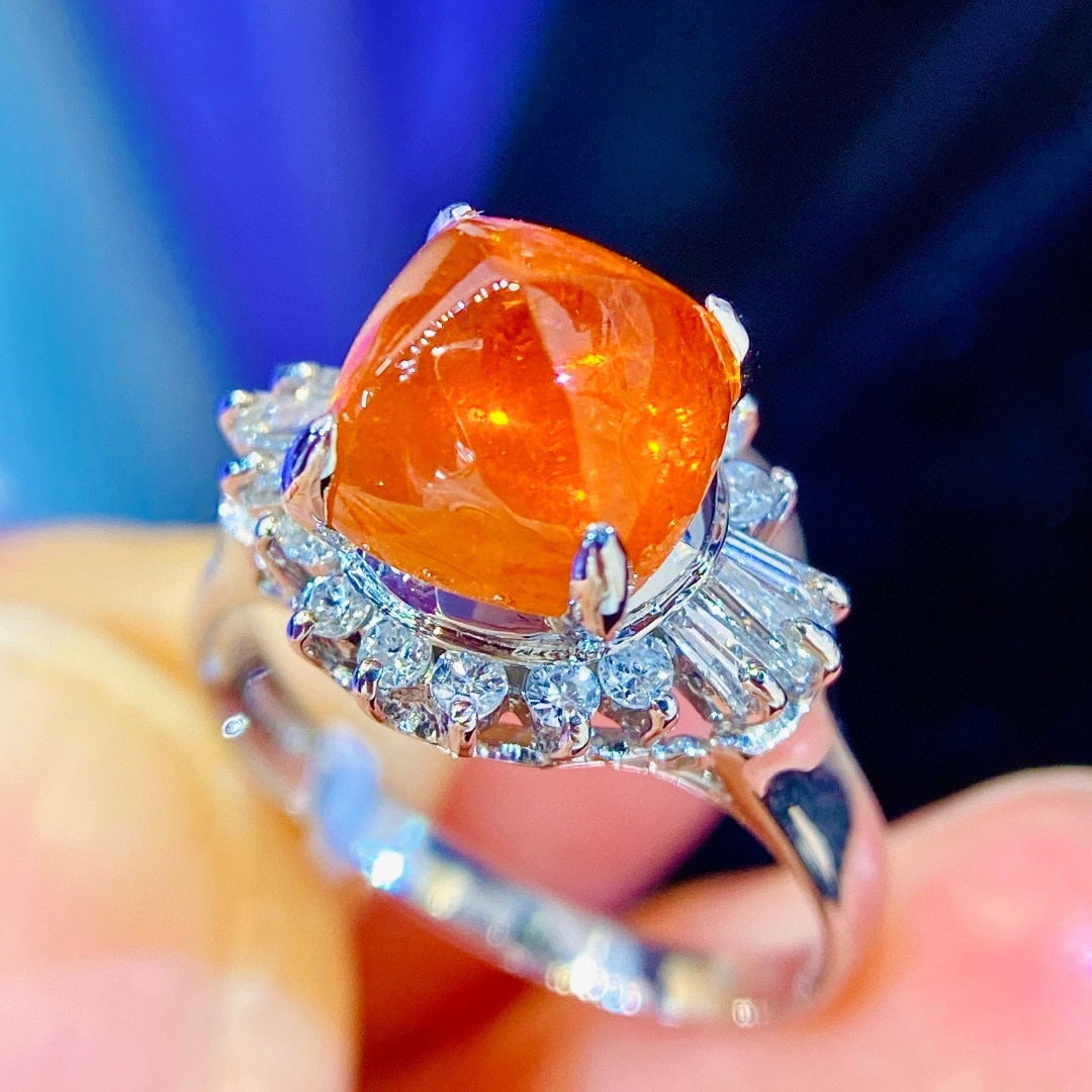 14k Gold 4.73 Ctw Natural Spessartine & Diamond Ring - 5