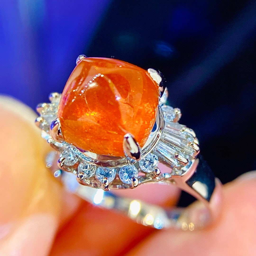 14k Gold 4.73 Ctw Natural Spessartine & Diamond Ring - 6