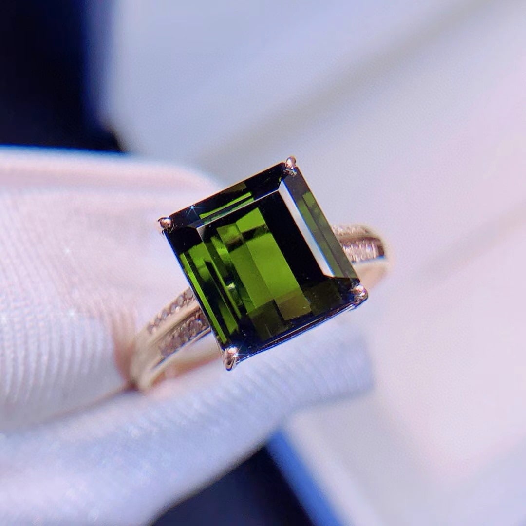 14k Gold 4.02 Ctw Natural Tourmaline & Diamond Ring - 2