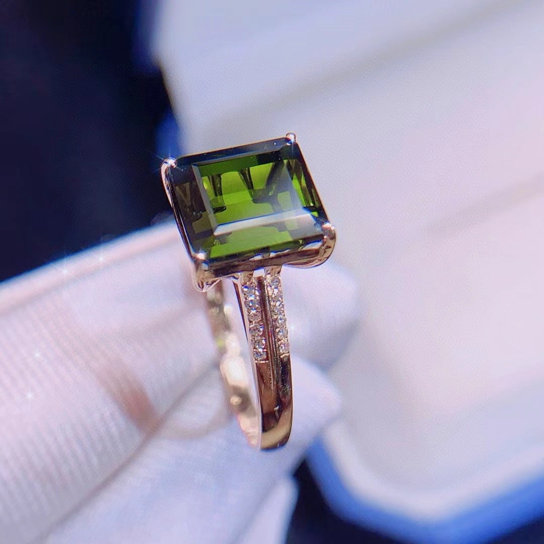 14k Gold 4.02 Ctw Natural Tourmaline & Diamond Ring - 6