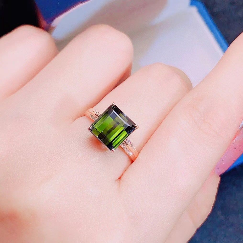 14k Gold 4.02 Ctw Natural Tourmaline & Diamond Ring - 7