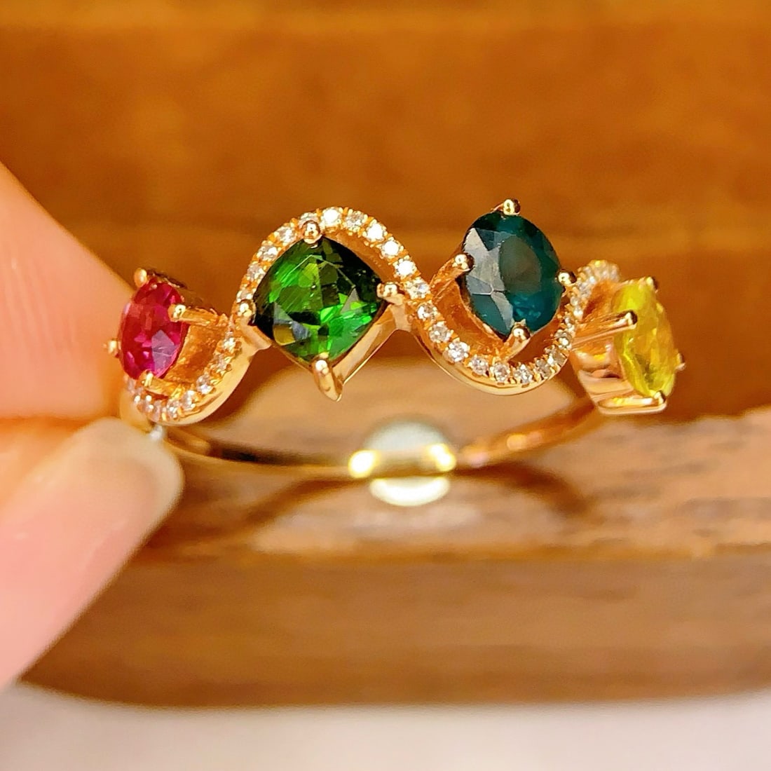 14k Gold 1.88 Ct Natural Tourmaline & Diamond Ring - 4