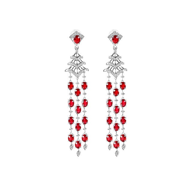 14k Gold 5.90 Ctw Natural Ruby & Diamond Earrings - 5