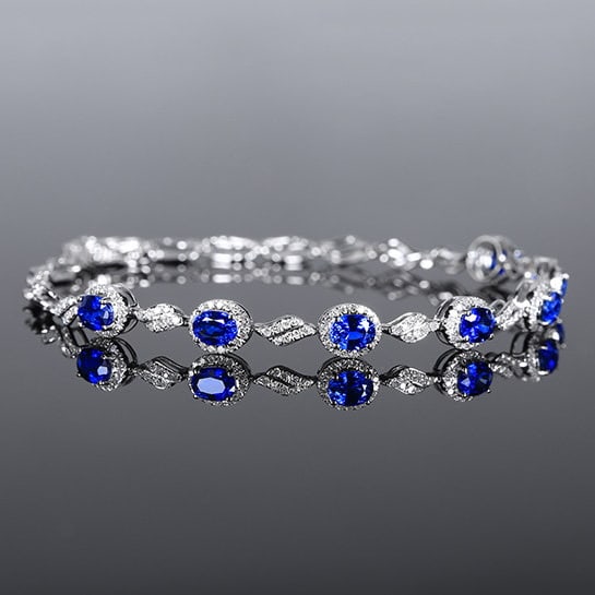 14k Gold 3.05 Ctw Natural Sapphire & Diamond Bracelet - 3