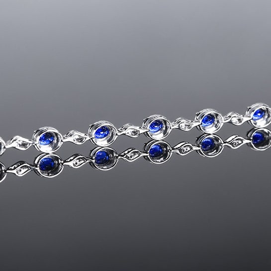 14k Gold 3.05 Ctw Natural Sapphire & Diamond Bracelet - 4