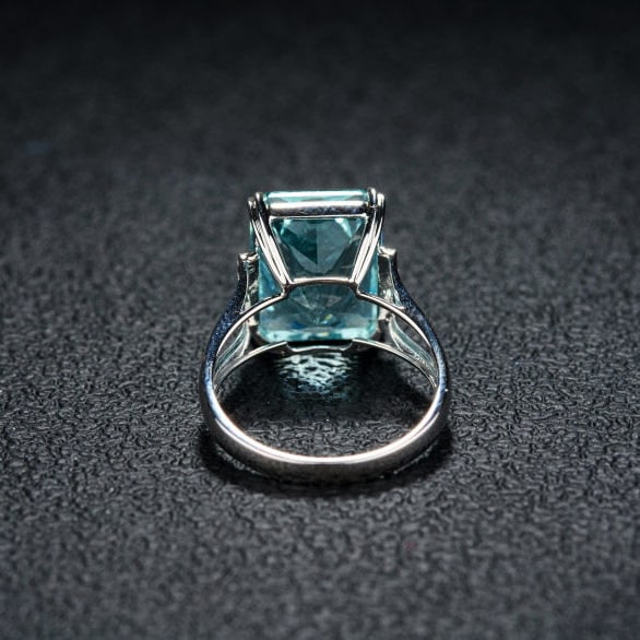 14k Gold 8.15 Ct Natural Aquamarine & Diamond Ring - 5