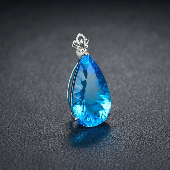 14k Gold 24.92 Ct Natural Topaz & Diamond Pendant( Without Chain ) - 2