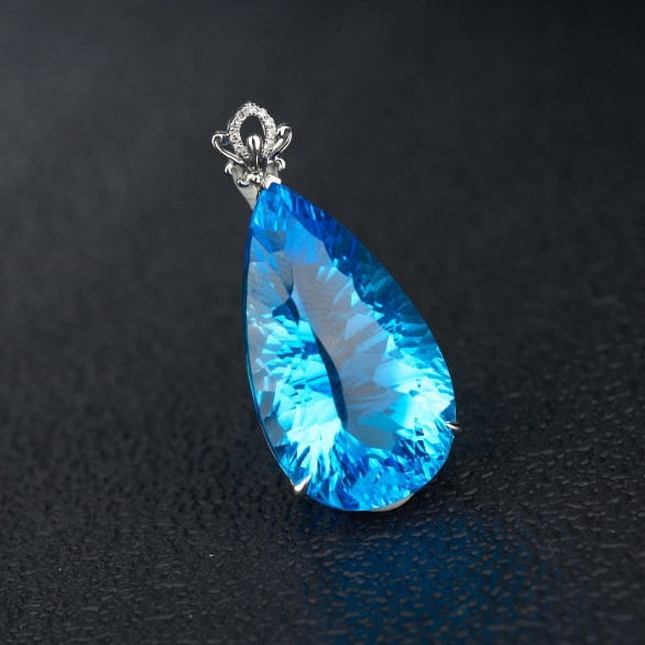 14k Gold 24.92 Ct Natural Topaz & Diamond Pendant( Without Chain ) - 6