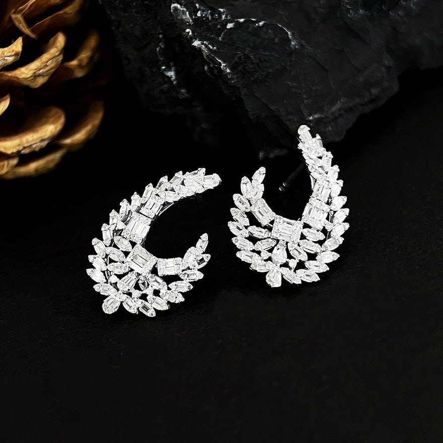 14k Gold 0.9 Ct Natural H Diamond Earrings - 3