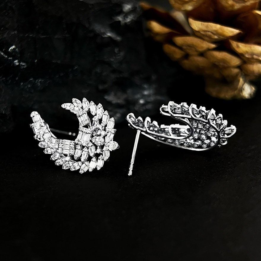 14k Gold 0.9 Ct Natural H Diamond Earrings - 6