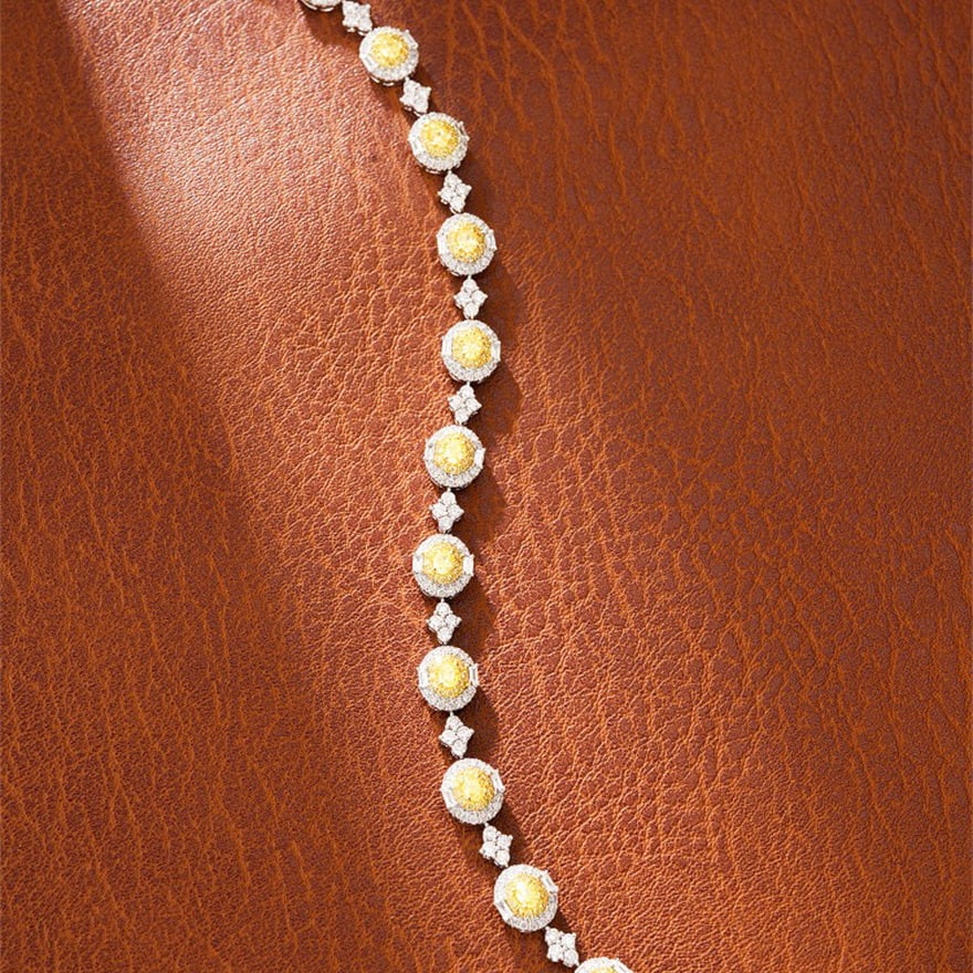 14k Gold 3.50 Ctw Natural Yellow Diamond & Diamond Bracelet - 2