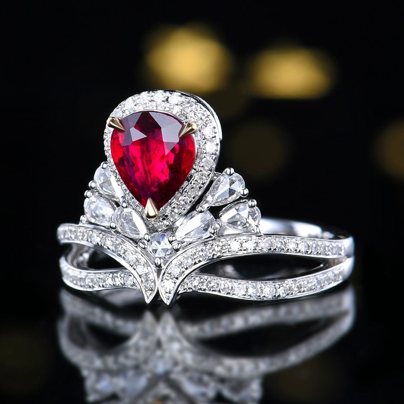 14k Gold 1.22 Ctw Natural Ruby & Diamond Ring - 2