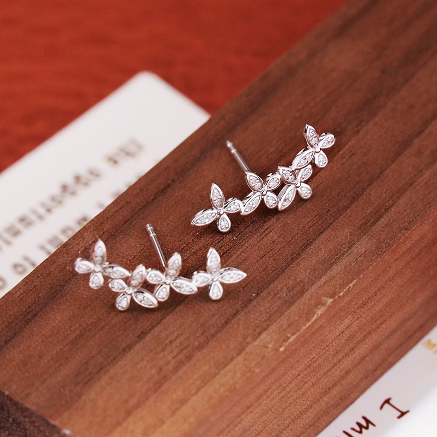 14k Gold 0.16 Ct Natural H Diamond Earrings - 2