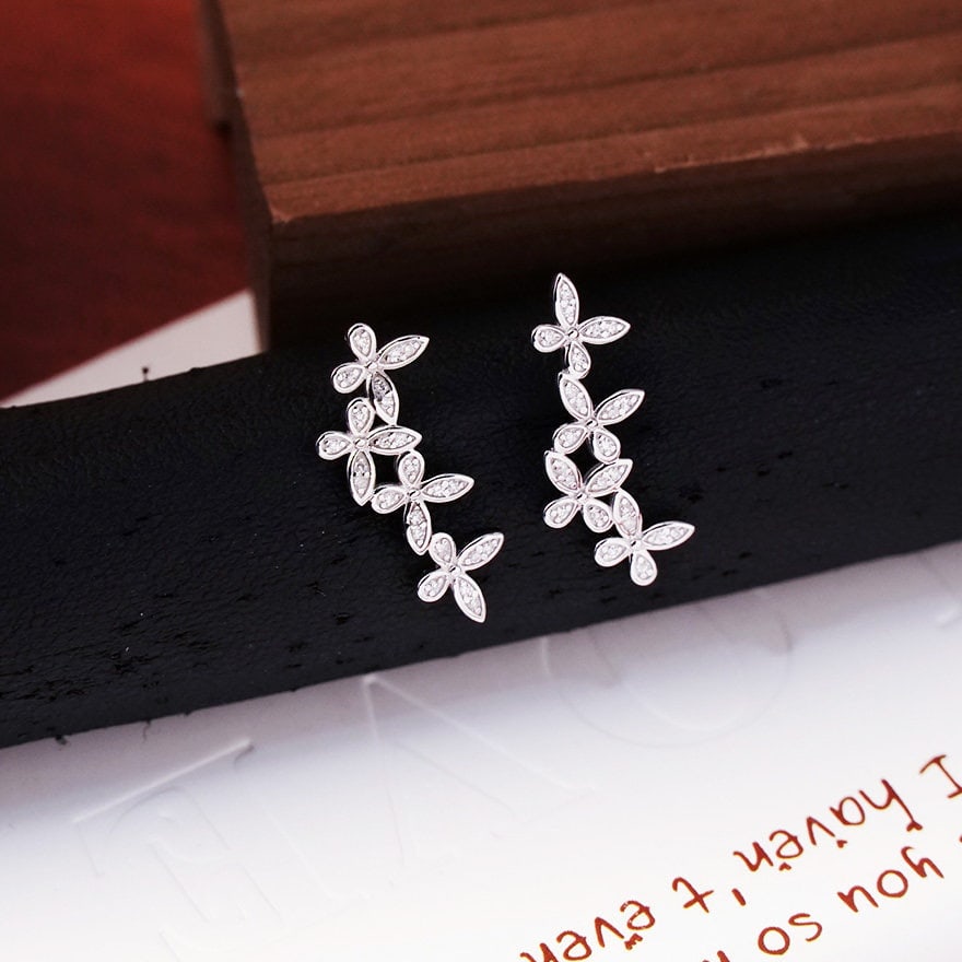 14k Gold 0.16 Ct Natural H Diamond Earrings - 3