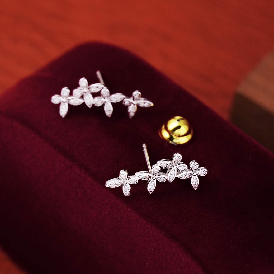 14k Gold 0.16 Ct Natural H Diamond Earrings - 4