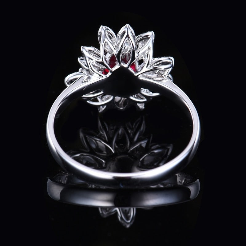 14k Gold 0.84 Ctw Natural Ruby & Diamond Ring - 4