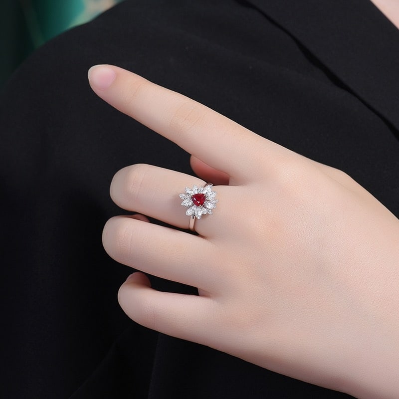 14k Gold 0.84 Ctw Natural Ruby & Diamond Ring - 6