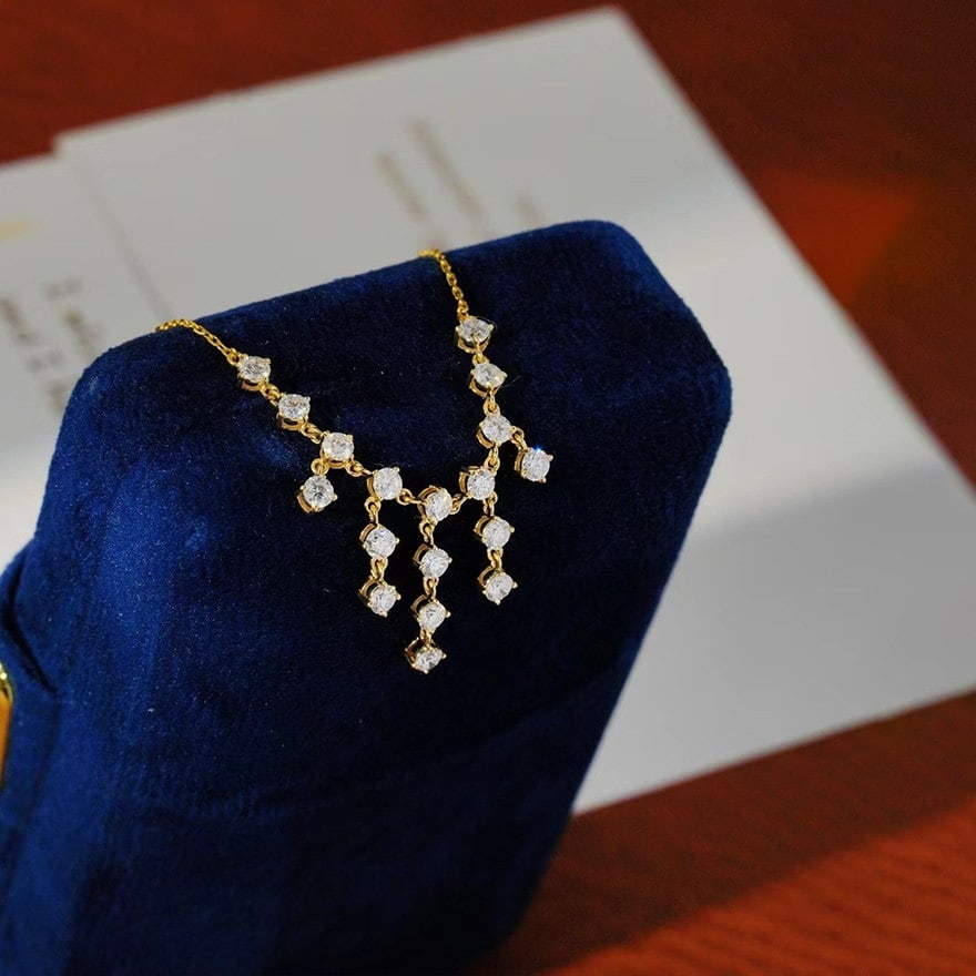 14k Gold 1.2 Ct Natural H Diamond Necklace - 5