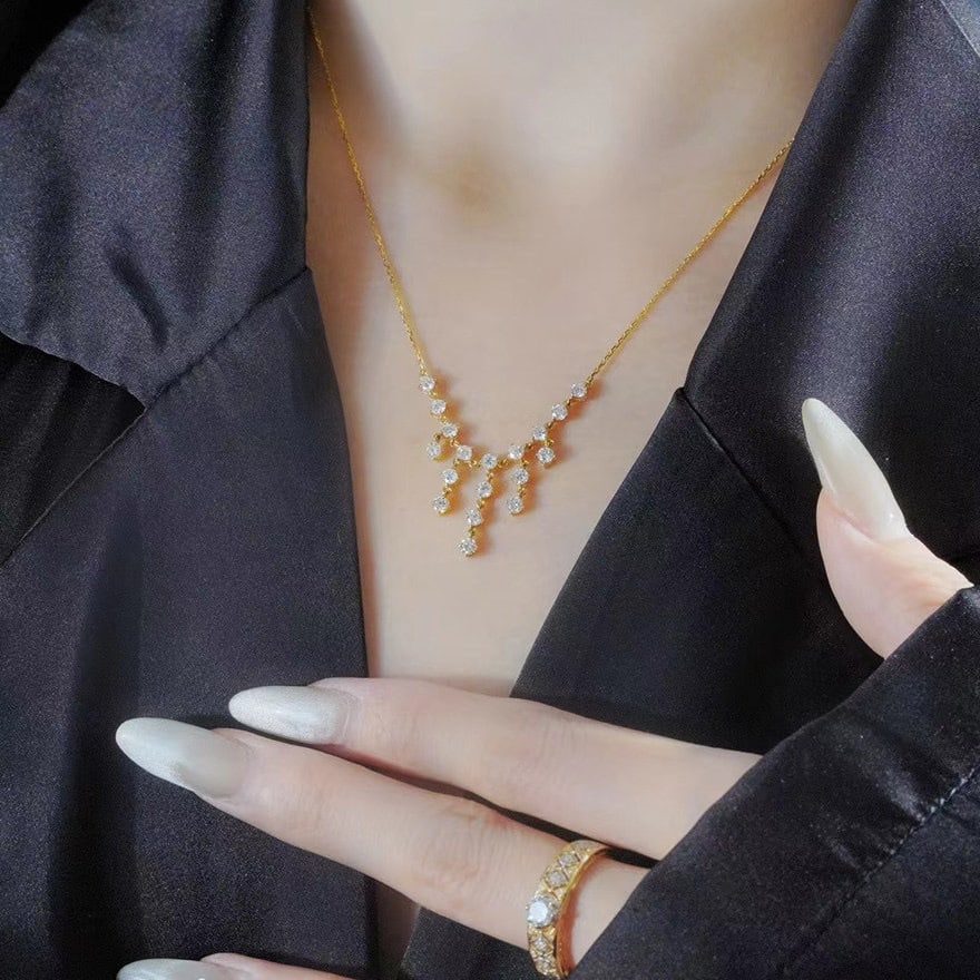 14k Gold 1.2 Ct Natural H Diamond Necklace - 6