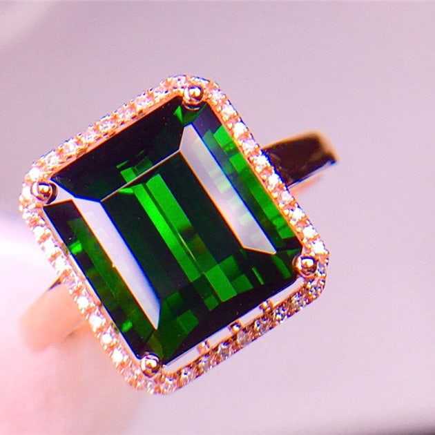 14k Gold 5.8 Ct Natural Tourmaline & Diamond Ring - 4