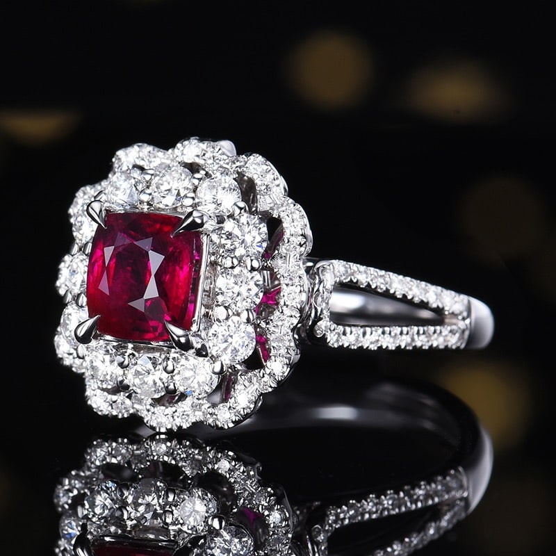 14k Gold 2.32 Ctw Natural Ruby & Diamond Ring/pendant( Without Chain ) - 2